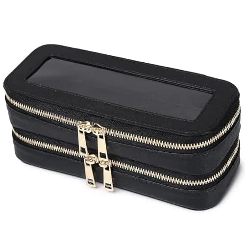 Pinkmik B3/Black 2-Layer SLIM Makeup Bag Set - TSA Approved Travel Cosmetic Case - main product image