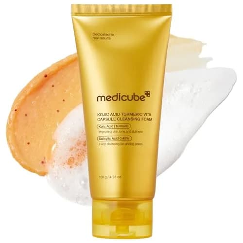medicube Turmeric Capsule Foam Cleanser 125ml (4.23 Fl Oz) | Brightens & Balances Uneven Skin Tone — Kojic Acid Capsule