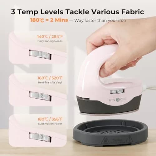 HTVRONT Mini Heat Press Machine H1 Pink | 2.36" x 3.86" (6cm x 9.8cm) thumbnail 4