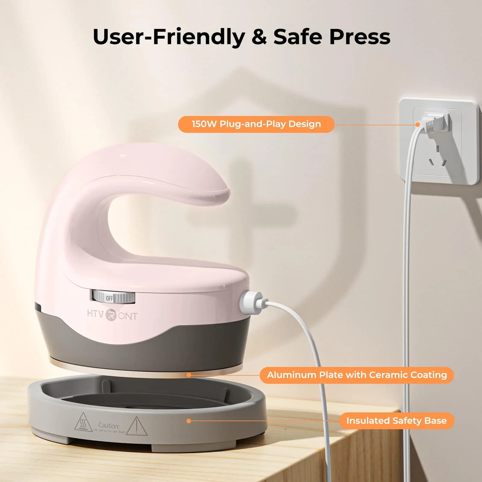 HTVRONT Mini Heat Press Machine H1 Pink | 2.36" x 3.86" (6cm x 9.8cm) - view 7