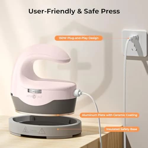 HTVRONT Mini Heat Press Machine H1 Pink | 2.36" x 3.86" (6cm x 9.8cm) thumbnail 7