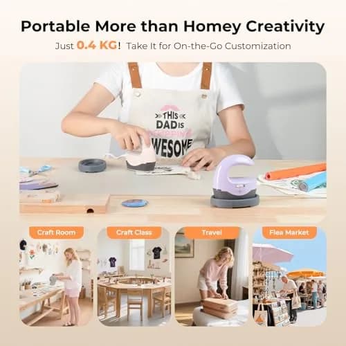 HTVRONT Mini Heat Press Machine H1 Pink | 2.36" x 3.86" (6cm x 9.8cm) thumbnail 3