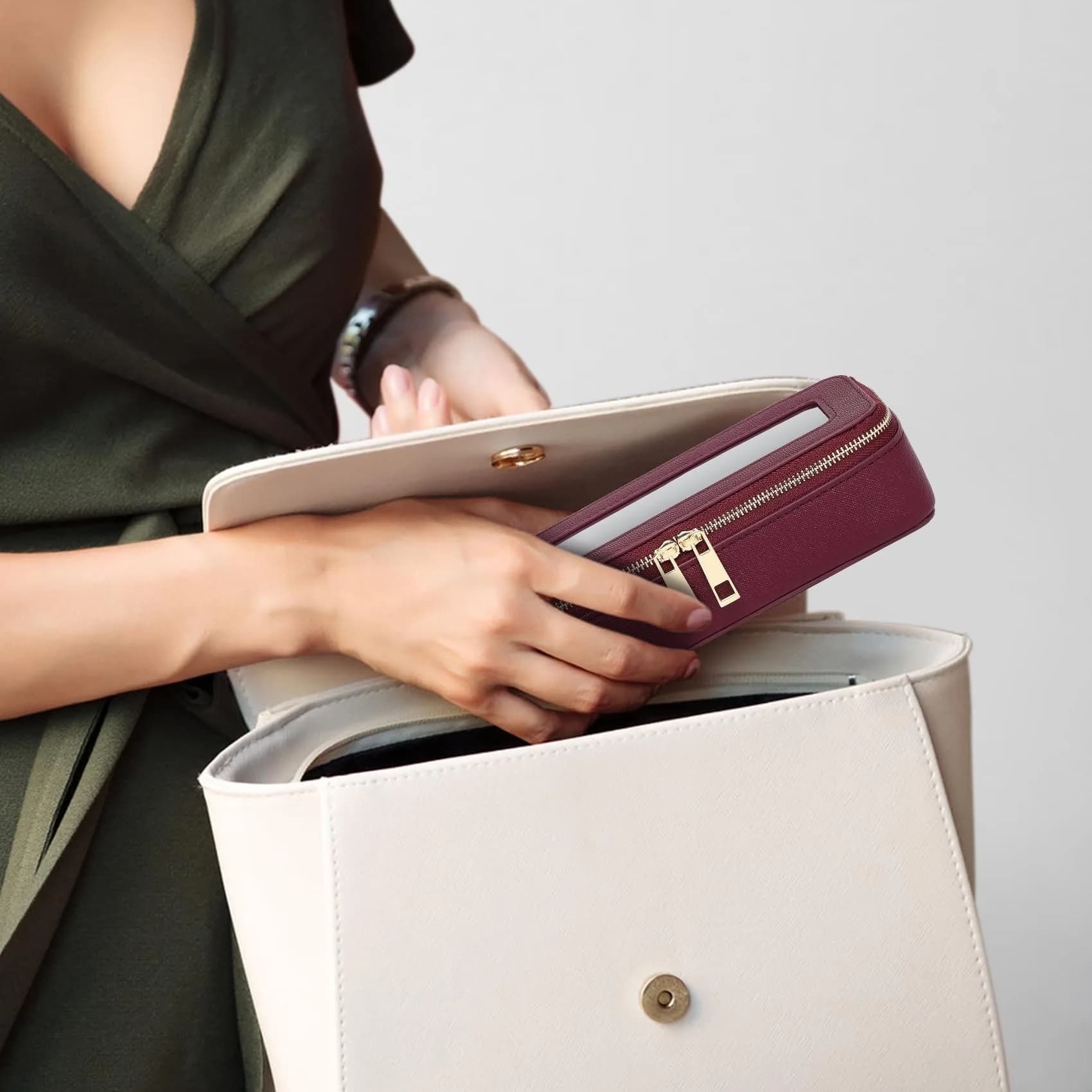 Pinkmik Clear Makeup Bag Set - Burgundy, Large + Medium + Slim (3-Piece) | TSA Approved Travel Cosmetic Case - view 3
