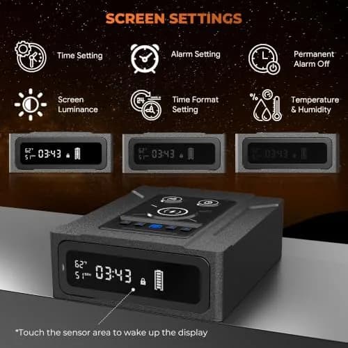 ORARAER Biometric Safe with Wireless Charging & Fingerprint Lock | Nightstand Security (70-120 chars) thumbnail 5