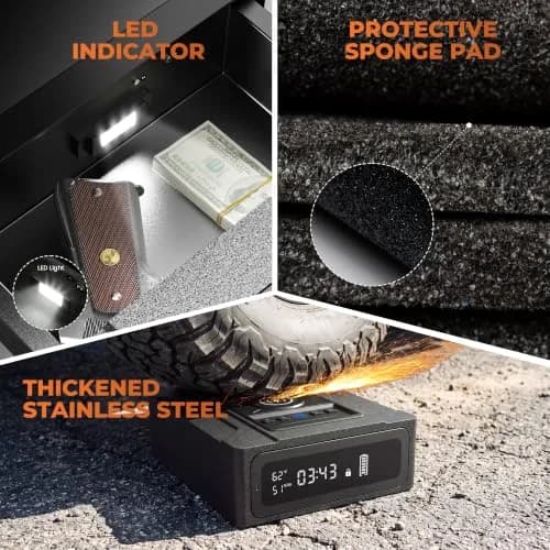ORARAER Biometric Safe with Wireless Charging & Fingerprint Lock | Nightstand Security (70-120 chars) thumbnail 6
