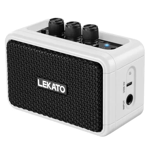 LEKATO AG-04 Mini Guitar Amplifier 5W (White) | Rechargeable Portable Amp with Bluetooth & Headphone Jack thumbnail 1
