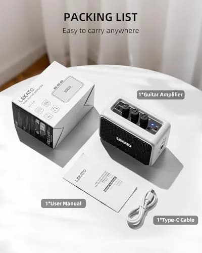 LEKATO AG-04 Mini Guitar Amplifier 5W (White) | Rechargeable Portable Amp with Bluetooth & Headphone Jack thumbnail 7