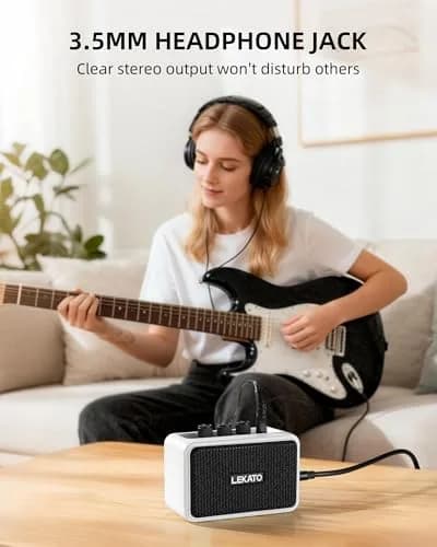 LEKATO AG-04 Mini Guitar Amplifier 5W (White) | Rechargeable Portable Amp with Bluetooth & Headphone Jack thumbnail 8