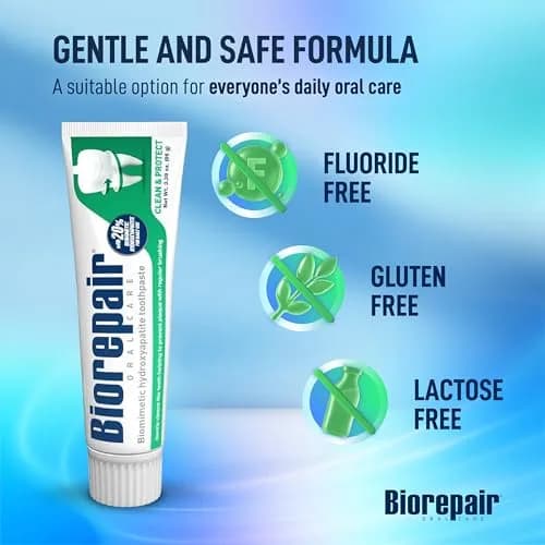 Biorepair Clean & Protect Hydroxyapatite Toothpaste 96g (3.39 Oz) | Fluoride-Free Enamel Care thumbnail 7