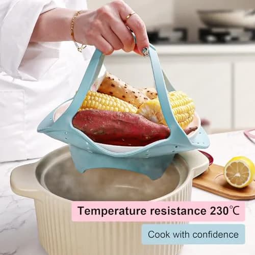 Vbvbip Collapsible Silicone Steamer Basket Small Size | Foldable Microwave Safe Kitchen Essential thumbnail 7