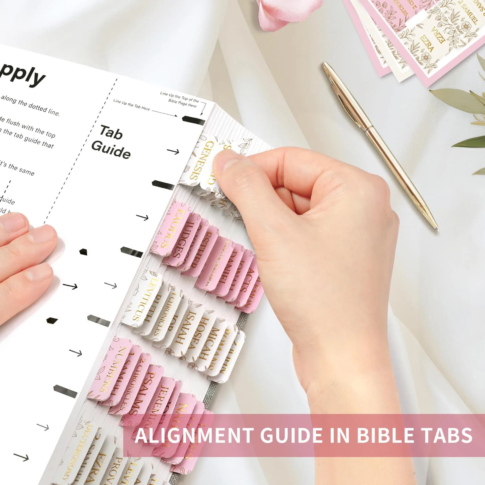 Taja Sketch Floral Bible Tabs (66+9 Blank) | Laminated for Easy Navigation - view 5
