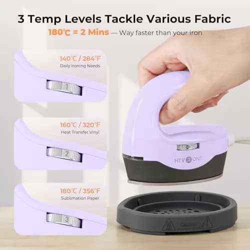 HTVRONT Mini Heat Press Machine H1 Lavender Purple | 2.36x3.98x3.86 inches (6x10x9.7 cm) thumbnail 4
