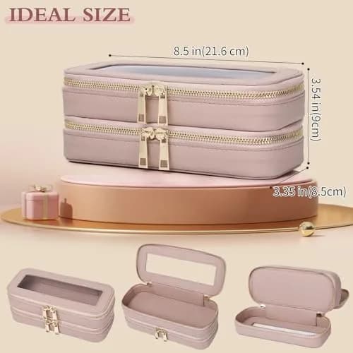 Pinkmik Double Layer Makeup Bag, Pink, Double SLIM | Travel Brush Holder Organizer thumbnail 4