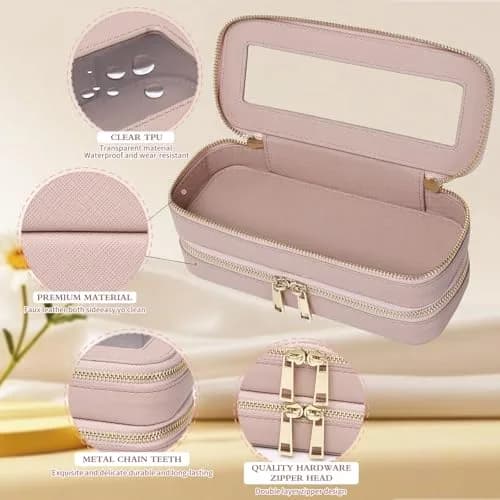 Pinkmik Double Layer Makeup Bag, Pink, Double SLIM | Travel Brush Holder Organizer thumbnail 6