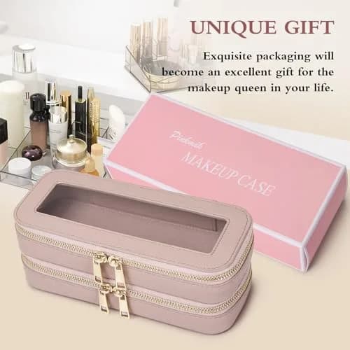 Pinkmik Double Layer Makeup Bag, Pink, Double SLIM | Travel Brush Holder Organizer thumbnail 7
