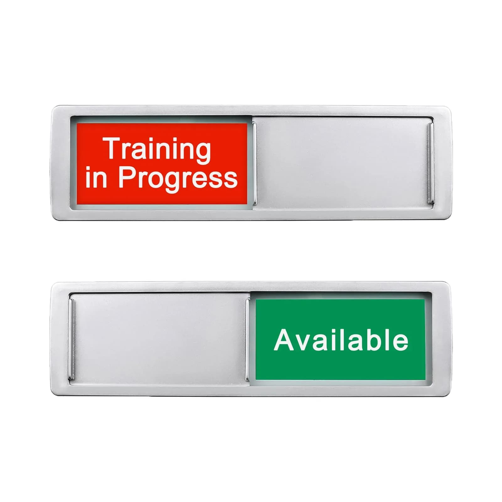 LoYinLo Training In Progress Available-Silver Door Sign 18cm x 5cm | Clear Privacy Indicator - main product image