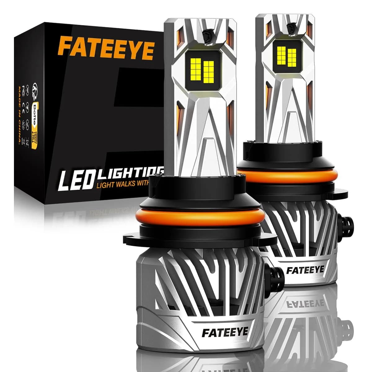 FateEye 9007 Fog Light Bulb 60000LM Super Bright with Fan | 130W, 6500K White, Pack of 2, No Adapter
