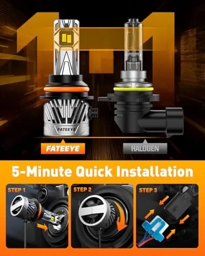 FateEye 9007 Fog Light Bulb 60000LM Super Bright with Fan | 130W, 6500K White, Pack of 2, No Adapter thumbnail 4