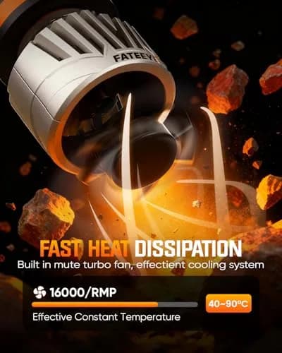 FateEye 9007 Fog Light Bulb 60000LM Super Bright with Fan | 130W, 6500K White, Pack of 2, No Adapter thumbnail 5