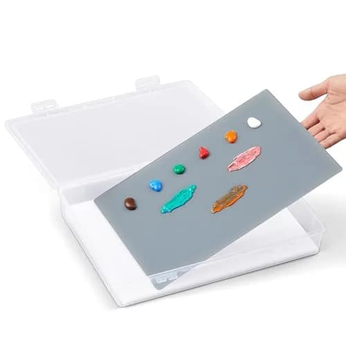 Nuanchu Glass Oil Paint Palette with Airtight Lid 34.8 cm x 24 cm (13.7" x 9.4") | Grey Tempered Glass for Oil, Acrylic, Watercolor thumbnail 1