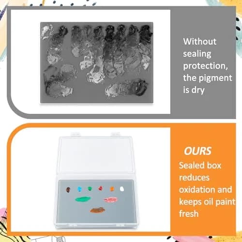 Nuanchu Glass Oil Paint Palette with Airtight Lid 34.8 cm x 24 cm (13.7" x 9.4") | Grey Tempered Glass for Oil, Acrylic, Watercolor thumbnail 5