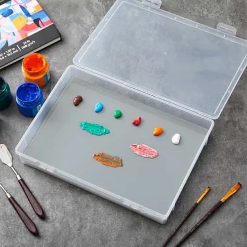 Nuanchu Glass Oil Paint Palette with Airtight Lid 34.8 cm x 24 cm (13.7" x 9.4") | Grey Tempered Glass for Oil, Acrylic, Watercolor thumbnail 2