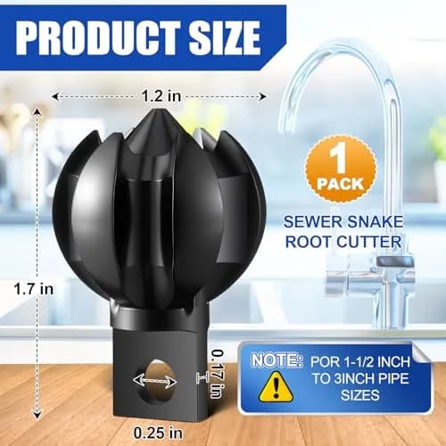 Enhon 1.2" Spiral Root Cutter Attachment for Drain Augers, 4.3 cm (1.77") Black | Fits 1.5–3" Pipes, Clears Scale & Small Roots thumbnail 2