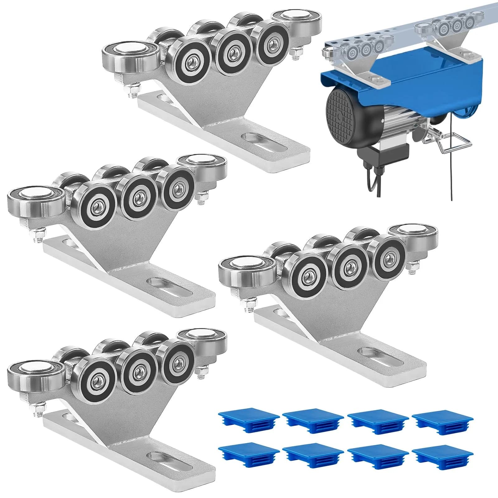 LookFox 6+2 Wheel Hoist Trolley,Anti-Lock&Anti-Fall, 4pack Unistrut Trolley | Heavy-Duty Material Handling — trolley