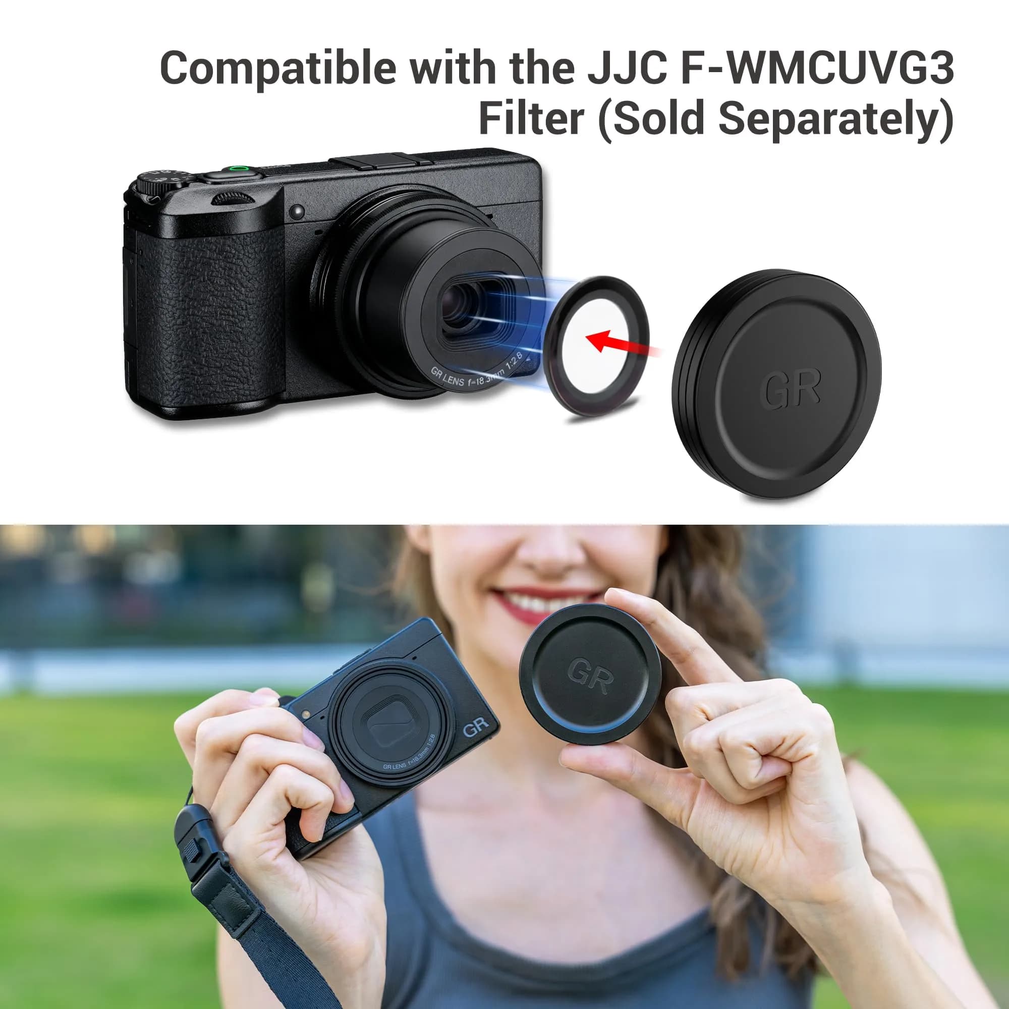 JJC Aluminum Lens Cap for Ricoh GR IV HDF Monochrome | 1.7cm (0.67in) Lens Protector - view 7