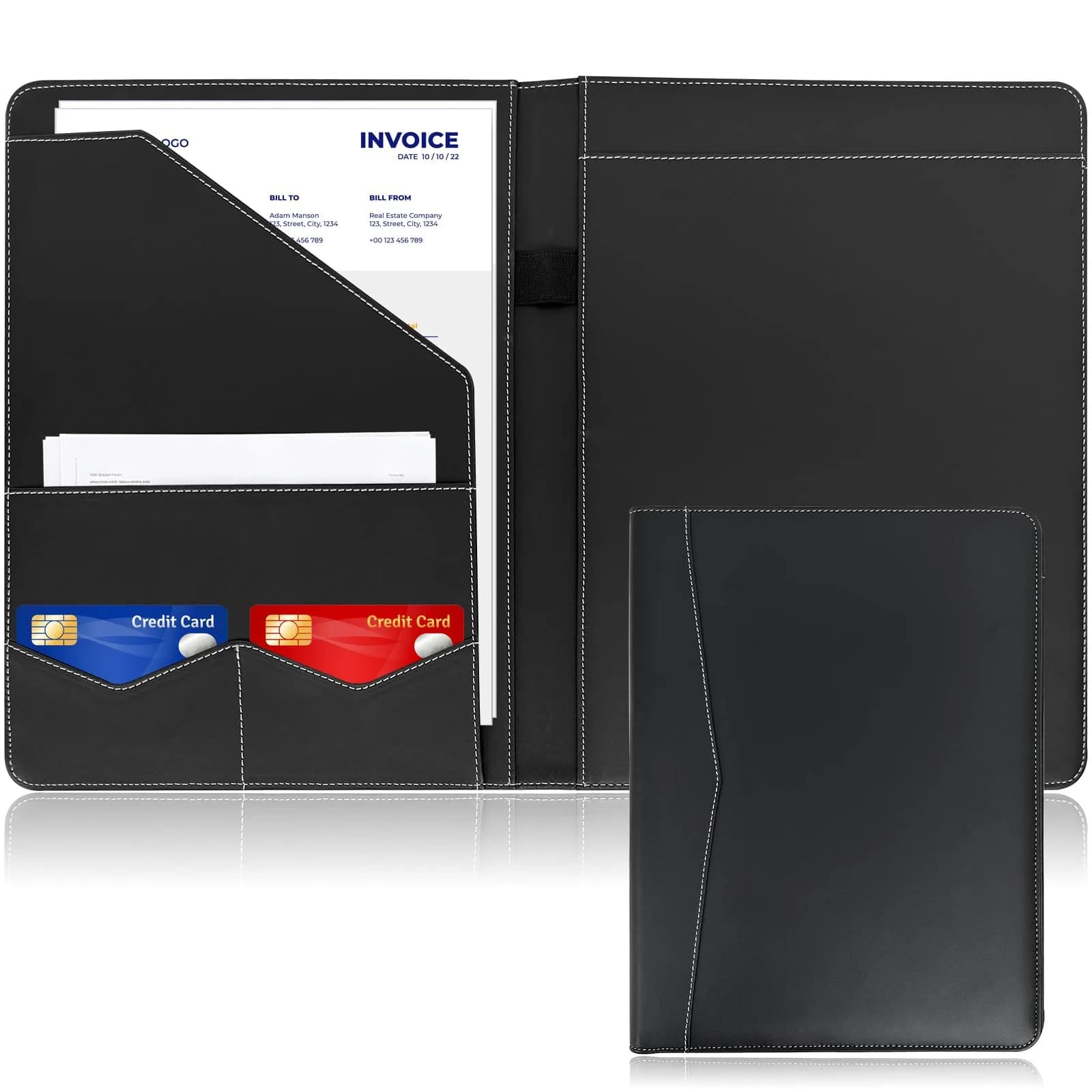 WRIYES Professional Padfolio Portfolio Folder | Faux Leather, Letter-Size, Slim & Durable