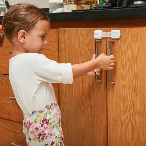 Wappa Child Safety Strap Locks (6 Pack) Baby Locks for Cabinets & Drawers, Toilet, Fridge | No Drilling, Easy Install, White/Gray thumbnail 8