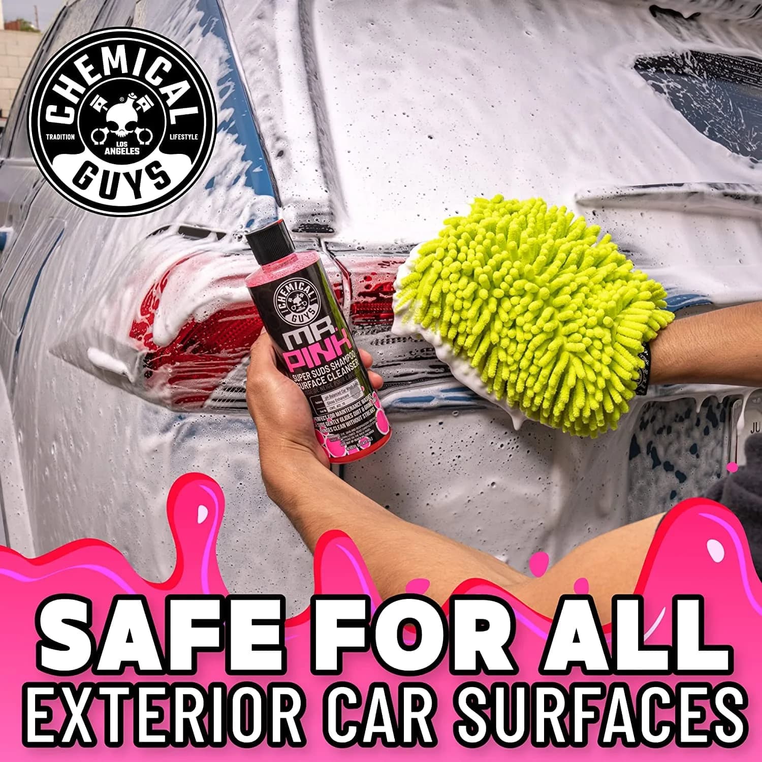 Chemical Guys Mr. Pink Foaming Car Wash Soap & Chenille Mitt Kit 473ml (16 fl oz) | Scratch-Free Wash for All Surfaces - view 5