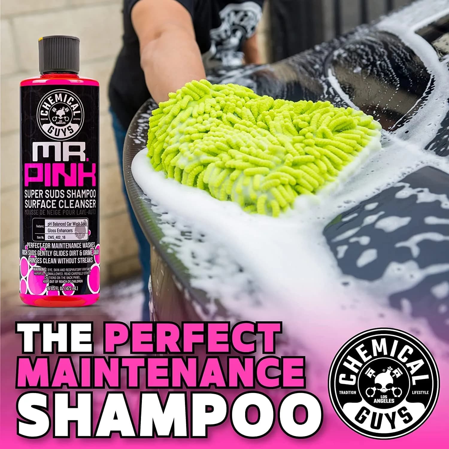 Chemical Guys Mr. Pink Foaming Car Wash Soap & Chenille Mitt Kit 473ml (16 fl oz) | Scratch-Free Wash for All Surfaces - view 7