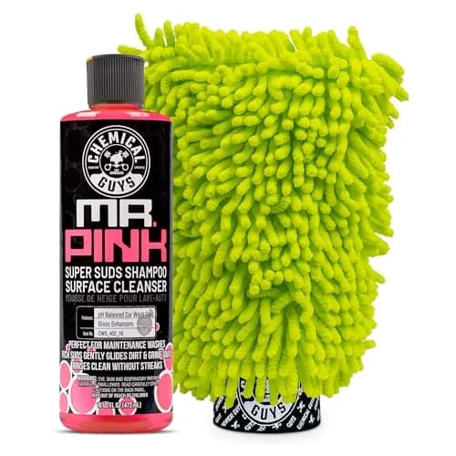 Chemical Guys Mr. Pink Foaming Car Wash Soap & Chenille Mitt Kit 473ml (16 fl oz) | Scratch-Free Wash for All Surfaces thumbnail 1