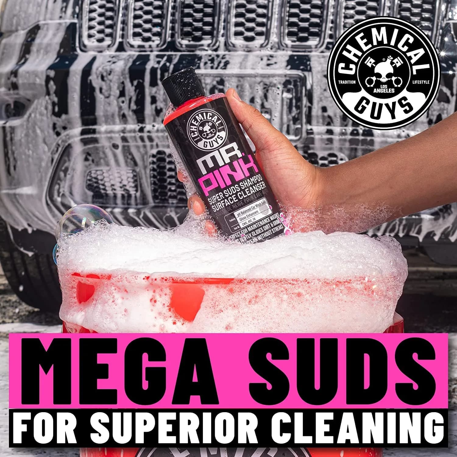 Chemical Guys Mr. Pink Foaming Car Wash Soap & Chenille Mitt Kit 473ml (16 fl oz) | Scratch-Free Wash for All Surfaces - view 2