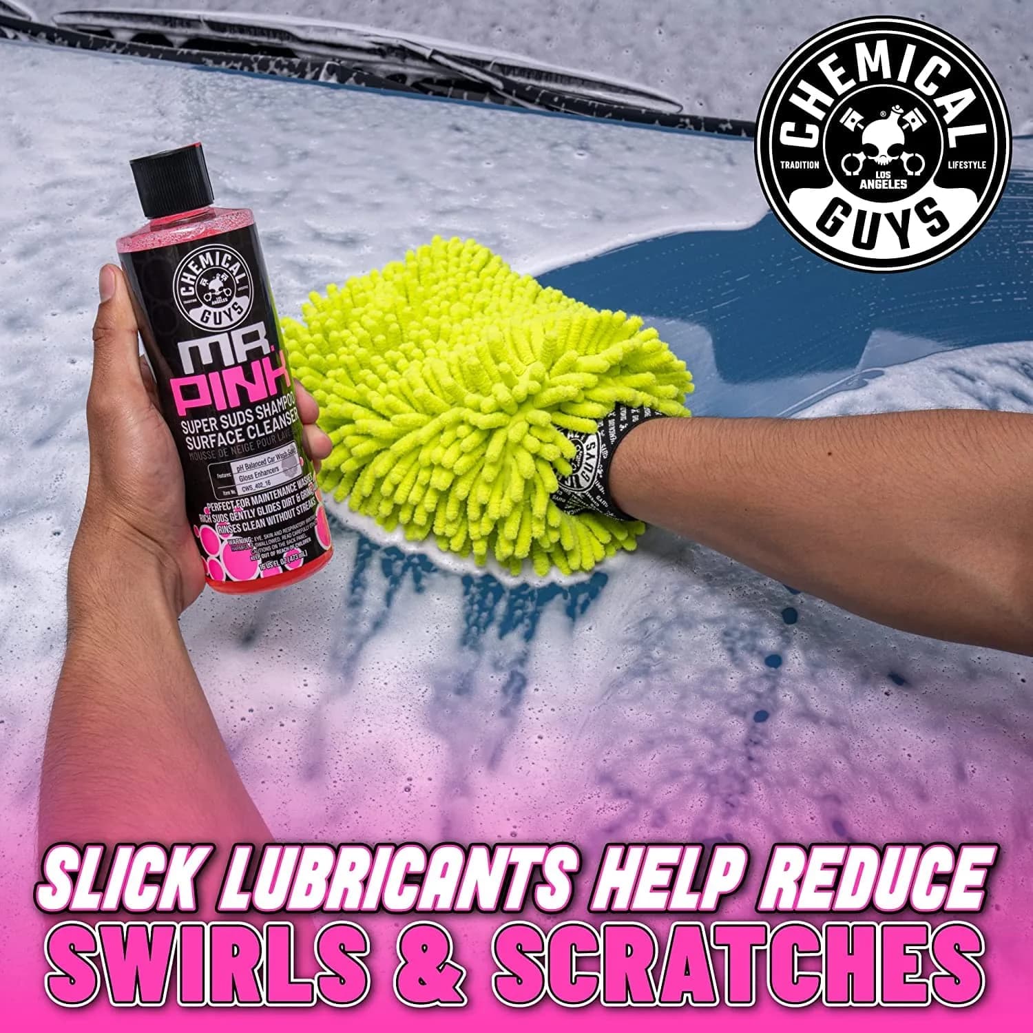 Chemical Guys Mr. Pink Foaming Car Wash Soap & Chenille Mitt Kit 473ml (16 fl oz) | Scratch-Free Wash for All Surfaces - view 3