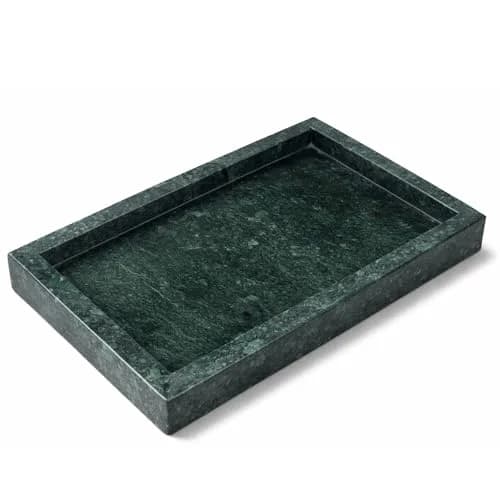 KC KULLICRAFT Natural Green Marble Tray 30cm (12" x 8") | Solid Stone Organizer for Kitchen & Bath thumbnail 1