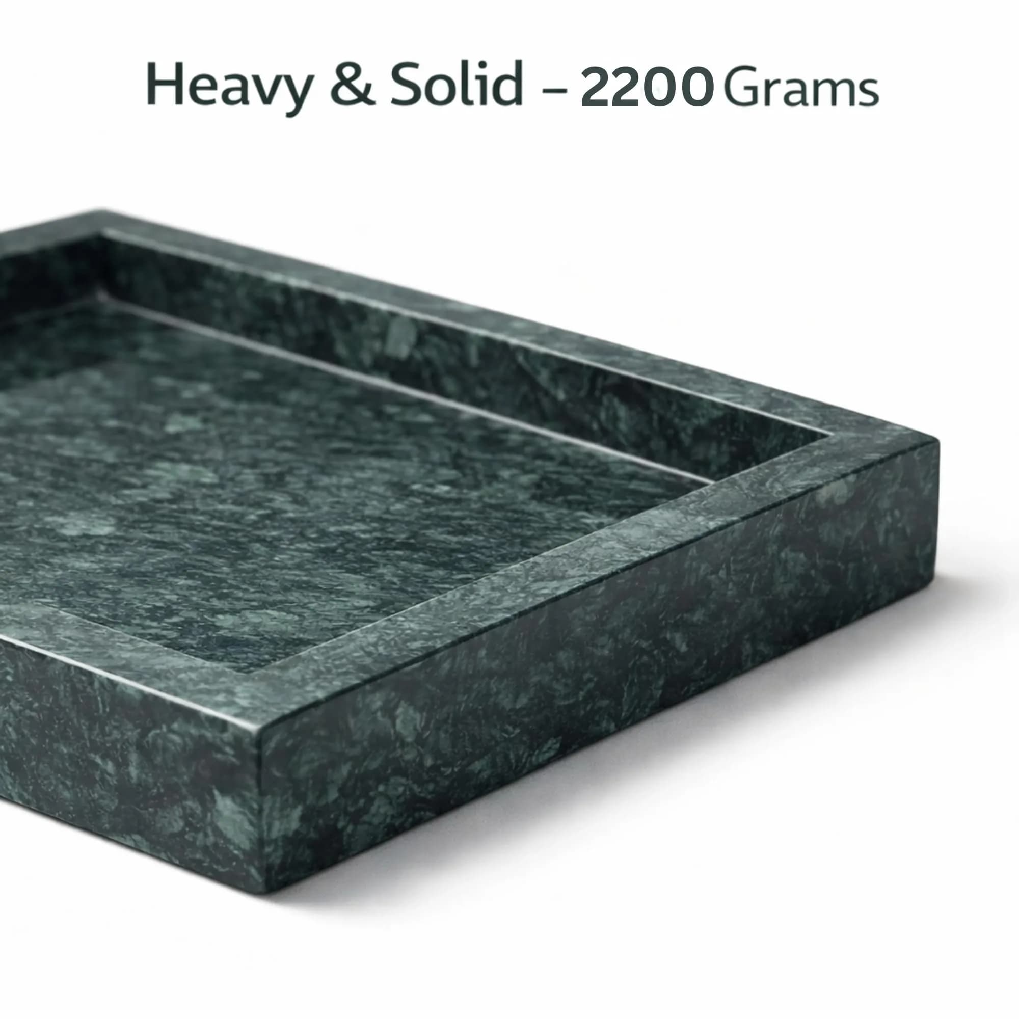 KC KULLICRAFT Natural Green Marble Tray 30cm (12" x 8") | Solid Stone Organizer for Kitchen & Bath - view 8