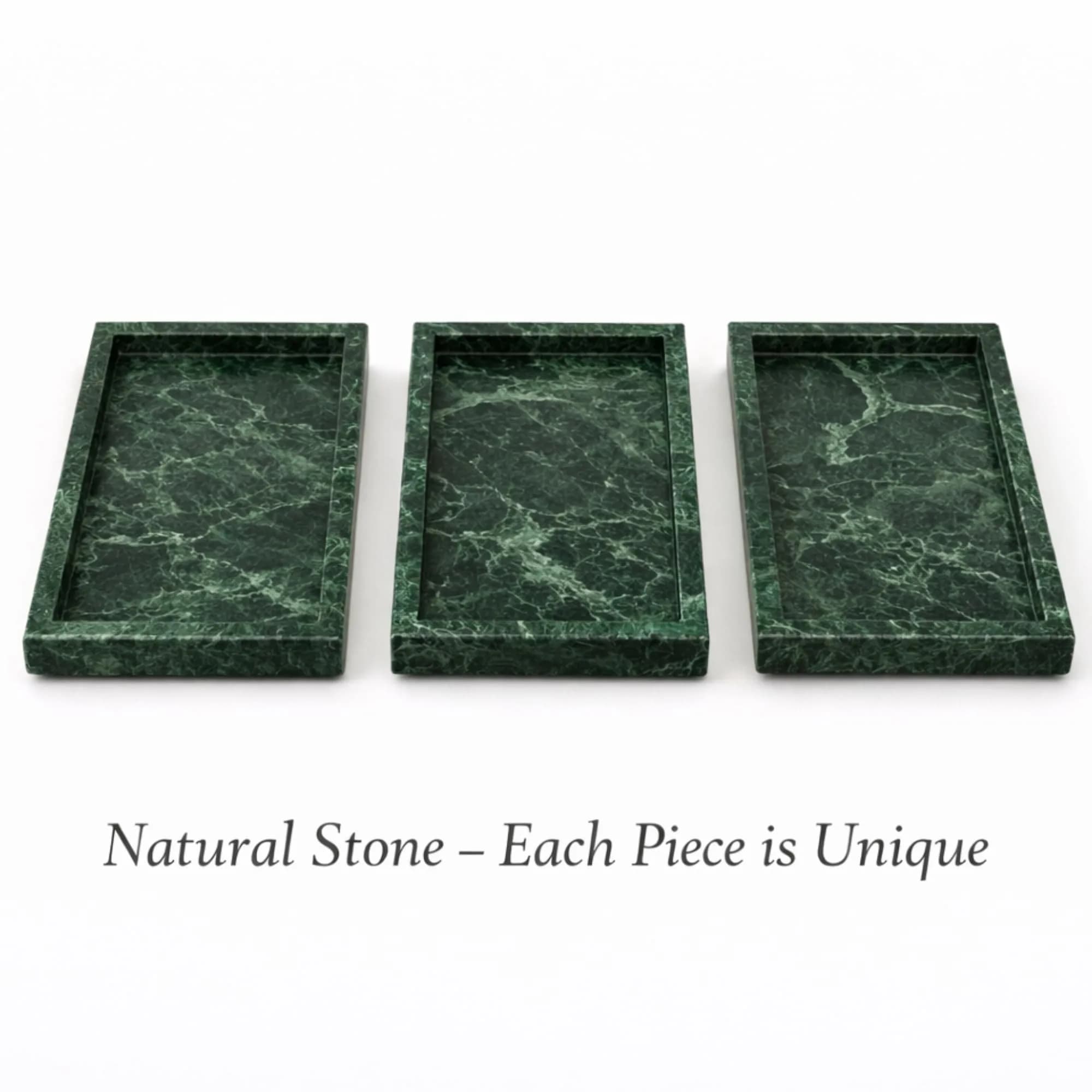 KC KULLICRAFT Natural Green Marble Tray 30cm (12" x 8") | Solid Stone Organizer for Kitchen & Bath - view 9
