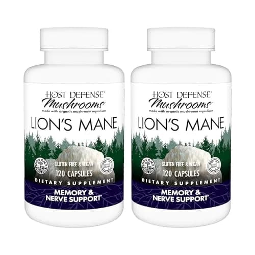 Host Defense Lion's Mane Brain & Focus Support, 240 (2 Units of 120 Ct) | Vegan Mushroom Supplement for Memory & Clarity thumbnail 1
