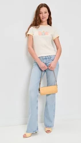 RE/DONE Womens 60s Slim Ringer TEE Dumbo | Crew Neck, Vintage White, Large thumbnail 5