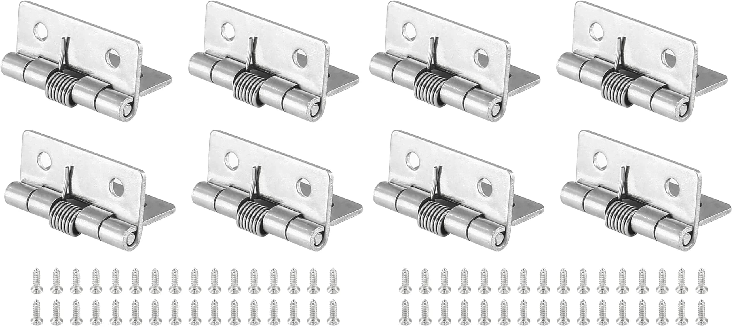 Luomorgo Spring Loaded Cabinet Hinges 40mm (1.57 Inch) Stainless Steel Self Closing | Pack of 8 Hinges with Screws - main product image
