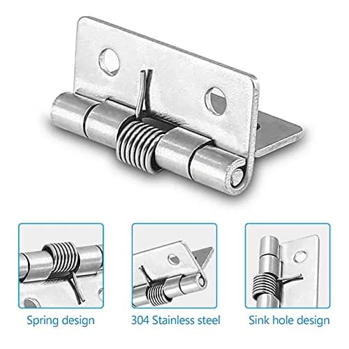 Luomorgo Spring Loaded Cabinet Hinges 40mm (1.57 Inch) Stainless Steel Self Closing | Pack of 8 Hinges with Screws thumbnail 5