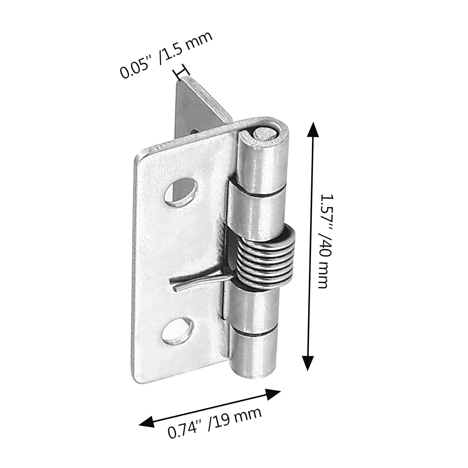 Luomorgo Spring Loaded Cabinet Hinges 40mm (1.57 Inch) Stainless Steel Self Closing | Pack of 8 Hinges with Screws - view 2