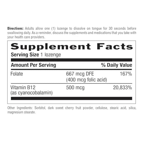 Country Life Vitamin B12 with Folate 500mcg | Supports Energy & Red Blood Cell Production (Pack of 2) thumbnail 4