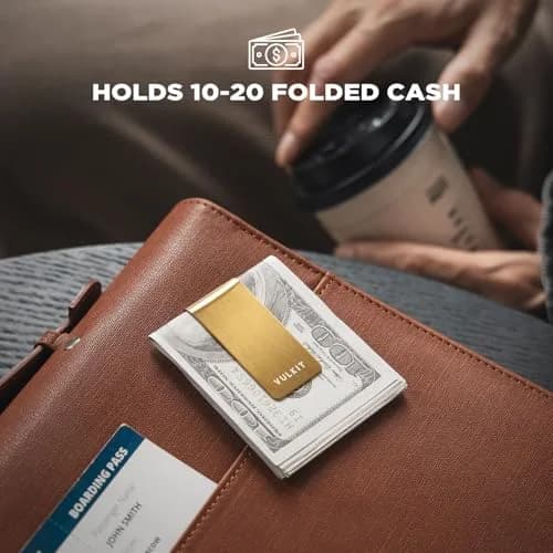 VULKIT Money Clip 2-Pack Golden Stainless Steel Cash Holder | Slim & Lightweight EDC Accessories thumbnail 2