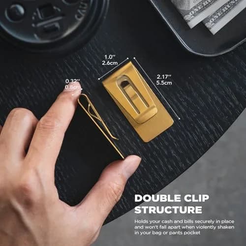 VULKIT Money Clip 2-Pack Golden Stainless Steel Cash Holder | Slim & Lightweight EDC Accessories thumbnail 3