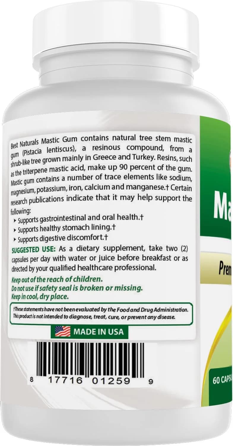 Best Naturals Mastic Gum 500 mg 120 Capsules (Pack of 2) | Supports Gastrointestinal and Oral Health - view 7