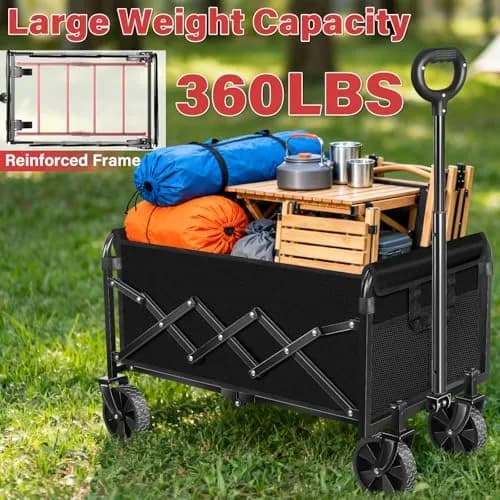 Exovyn Heavy Duty Collapsible Utility Wagon Cart 360 Lbs | Portable Garden & Beach Trolley thumbnail 7