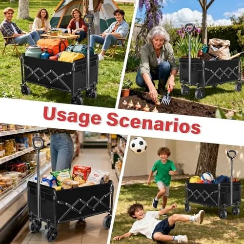 Exovyn Heavy Duty Collapsible Utility Wagon Cart 360 Lbs | Portable Garden & Beach Trolley thumbnail 8